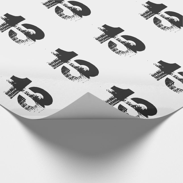 13th birthday for anyone, black on white. wrapping paper (Corner)