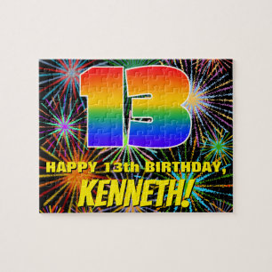 13th Birthday: Fun, Colourful Celebratory Firework Jigsaw Puzzle