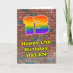 13th Birthday: Fun Graffiti-Inspired Rainbow 13 Card