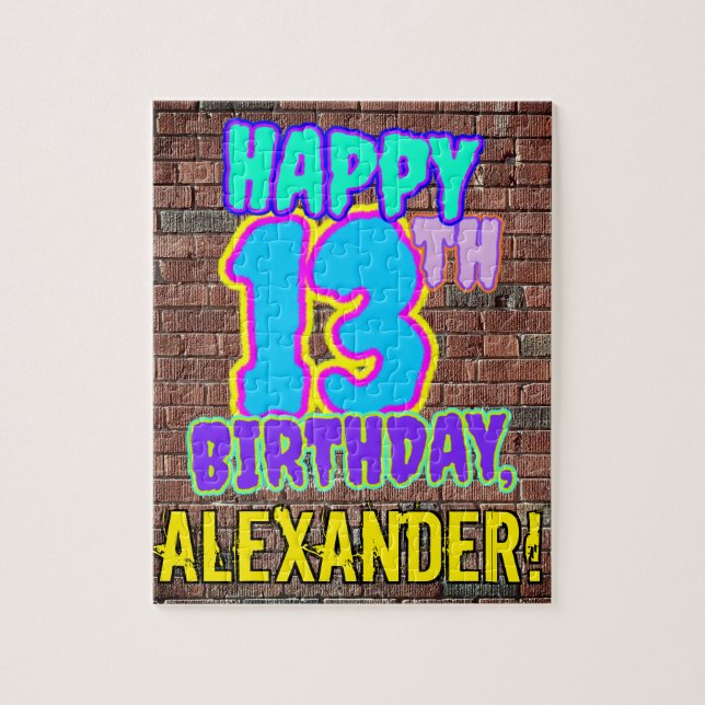 13th Birthday ~ Fun, Urban Graffiti Inspired Look Jigsaw Puzzle (Vertical)