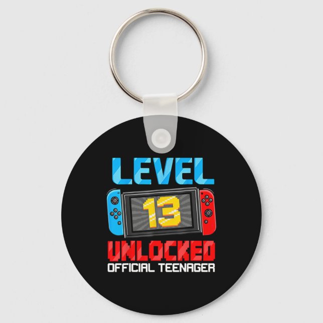 13th Birthday Game Level 13 Unlocked Official Teen Keychain (Front)