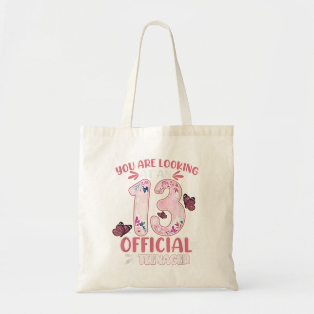 13th Birthday Gift 13 Year Old Official Teenager B Tote Bag (Front)
