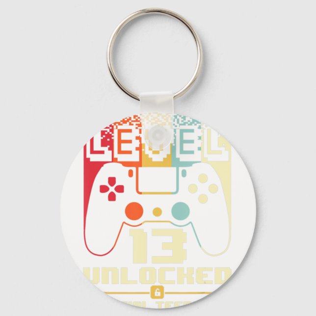 13th Birthday Gift Boys Level 13 Unlocked Official Keychain (Front)
