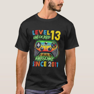 13Th Birthday Gifts Boy Level 13 Unlocked Awesome  T-Shirt