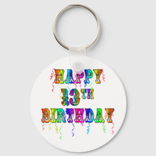 13th Birthday Gifts with Circus Balloon Font Keychain