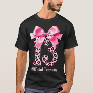 13th Birthday Girl Nk Coquette Bow Leopard 13 Year T-Shirt