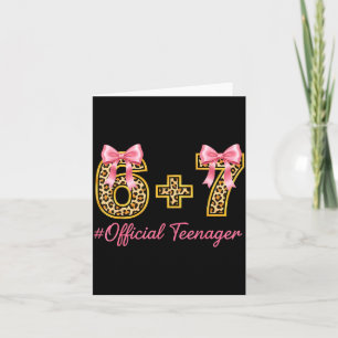 13th Birthday Girl Nk Coquette Bow Leopard 6+7 Yea Card