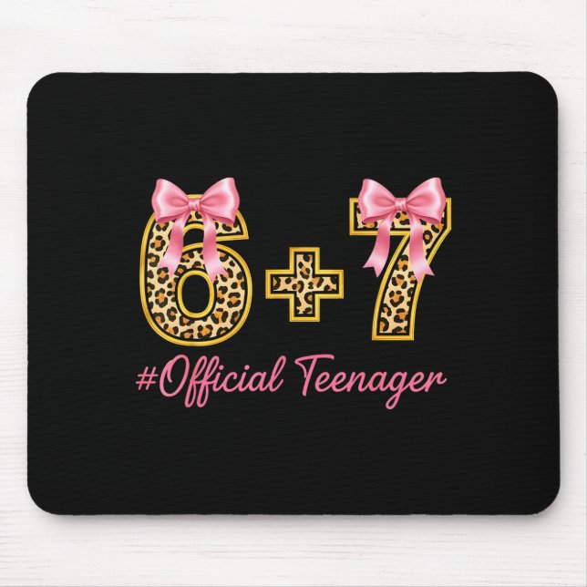 13th Birthday Girl Nk Coquette Bow Leopard 6+7 Yea Mouse Pad (Front)