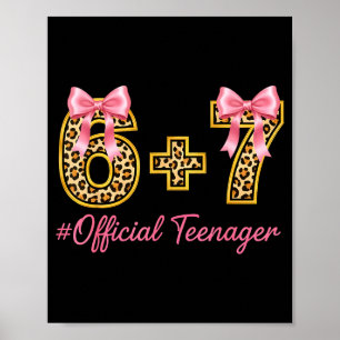 13th Birthday Girl Nk Coquette Bow Leopard 6+7 Yea Poster