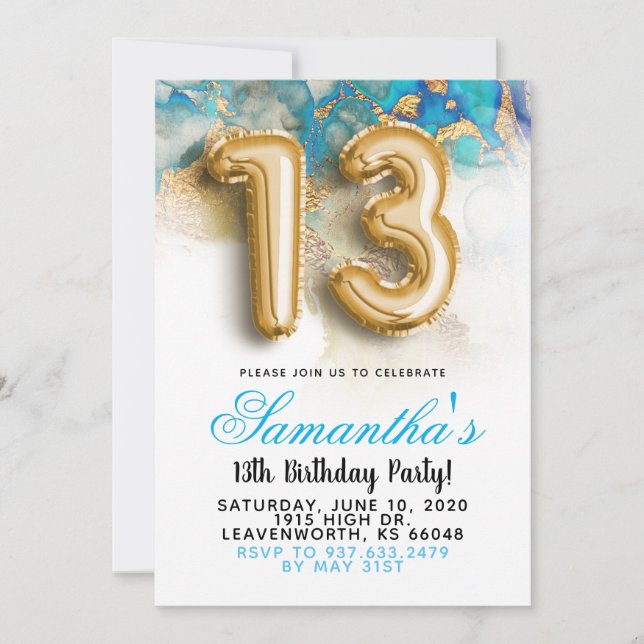 13th Birthday Gradient Invitation (Front)