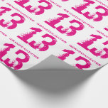 13th Birthday granddaughter, pink text on white. Wrapping Paper<br><div class="desc">White background with pink text,  for any granddaughter turning 13.</div>