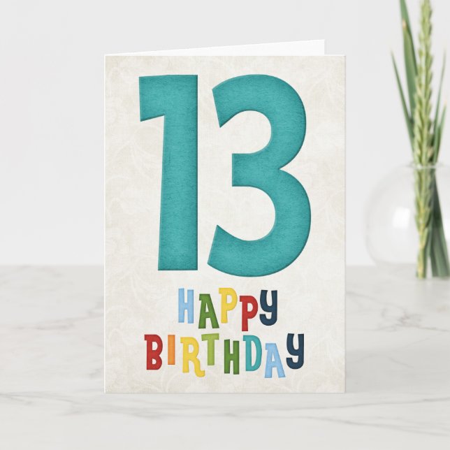 13th Birthday Happy Birthday Card Design 4 (Front)