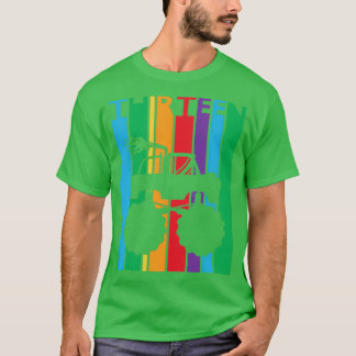 13th Birthday hirn Retro Monster Truck 13 Year Old T-Shirt