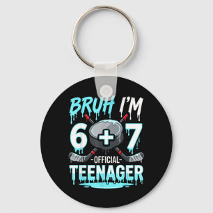 13th Birthday Hockey Bro 6 Plus 7 Drip 13 Years Keychain