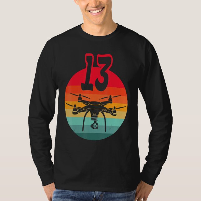 13th Birthday I Retro Remote Control Drones With C T-Shirt (Front)
