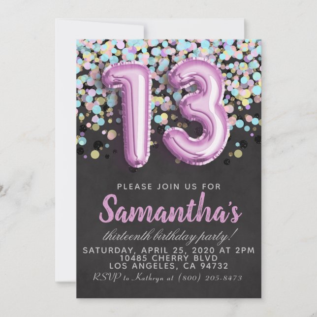13th Birthday Invitation (Front)