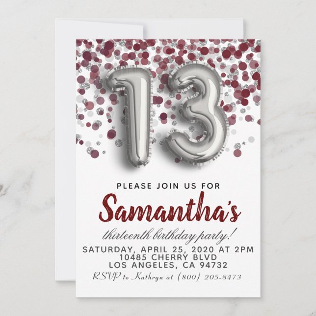 13th Birthday Invitation (Front)
