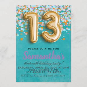13th Birthday Invitation