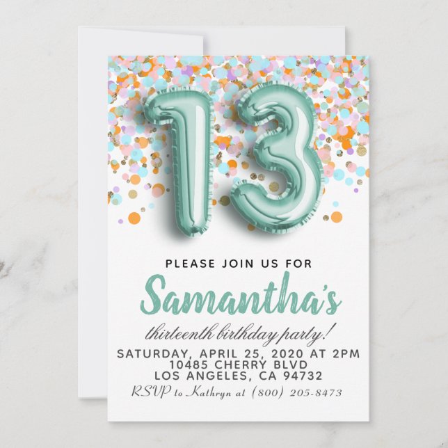 13th Birthday Invitation (Front)
