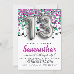 13th Birthday Invitation