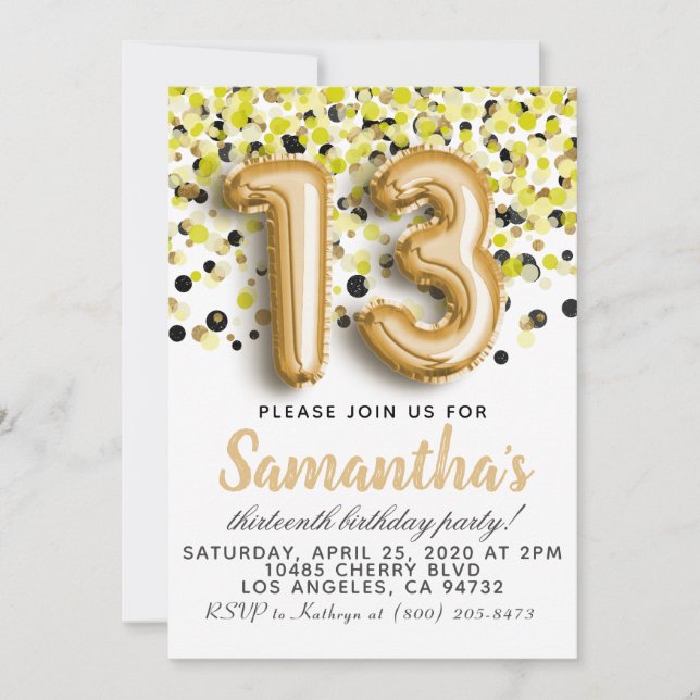 13th Birthday Invitation (Front)