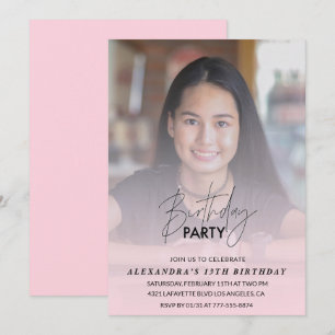 13th birthday invitation Birthday Party Photo pink