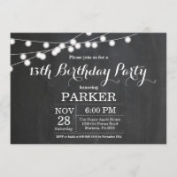 13th Birthday Invitation Chalkboard