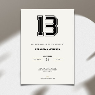 13th Birthday Invitation - Minimal Sport Style
