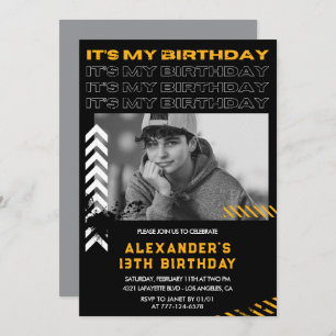 13th birthday invitations boy Photo Spray paint