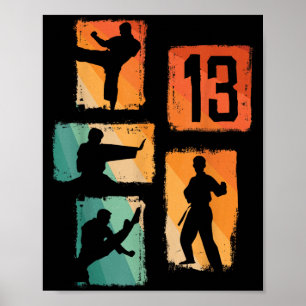 13th Birthday Karate Taekwondo 13 Years Old Boy Poster
