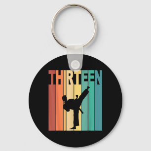 13th Birthday Karate Taekwondo Theme 13 Year Old Keychain