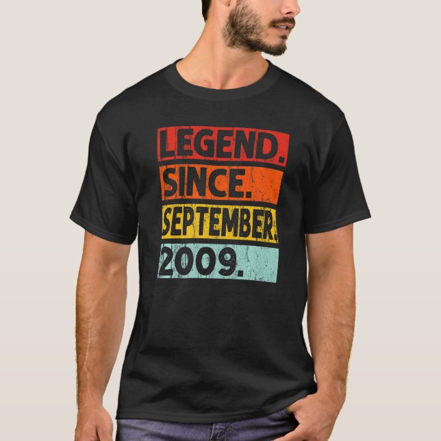 13th Birthday  Legend Since September 2009 13 Year T-Shirt (Front)