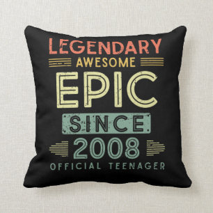 13th Birthday Legendary 2008 Official Teenager Throw Pillow