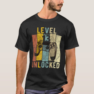 13Th Birthday Level 13 Unlocked Video Gamer Gift T-Shirt