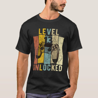 13Th Birthday Level 13 Unlocked Video Gamer Gift T-Shirt