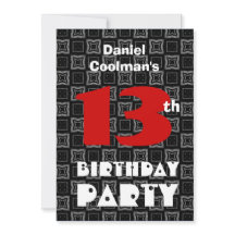13th Birthday Modern Teen Black White Pattern V06
