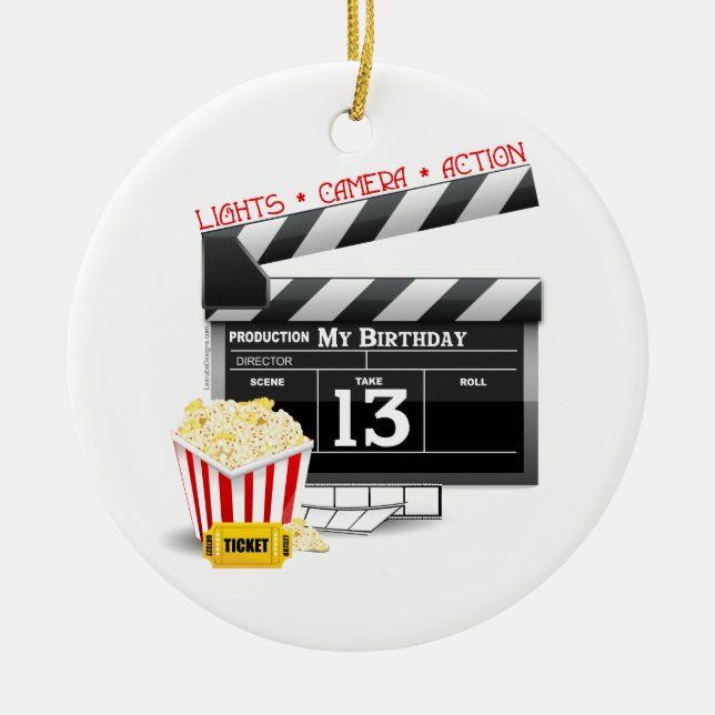 13th Birthday Movie Party Ceramic Ornament (Front)