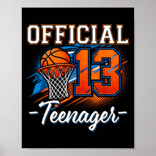 13th Birthday Nager Basball 13 Year Old Boys Poster