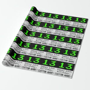 13th Birthday - Nerdy / Geeky Style "13" and Name Wrapping Paper