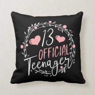 13th Birthday Official Teenager 13 Years Old Girl Throw Pillow