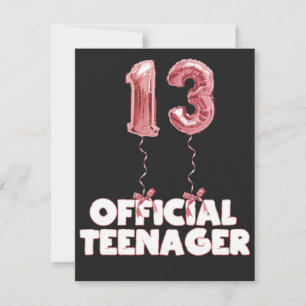 13th Birthday Official Teenager Foil Balloons Card