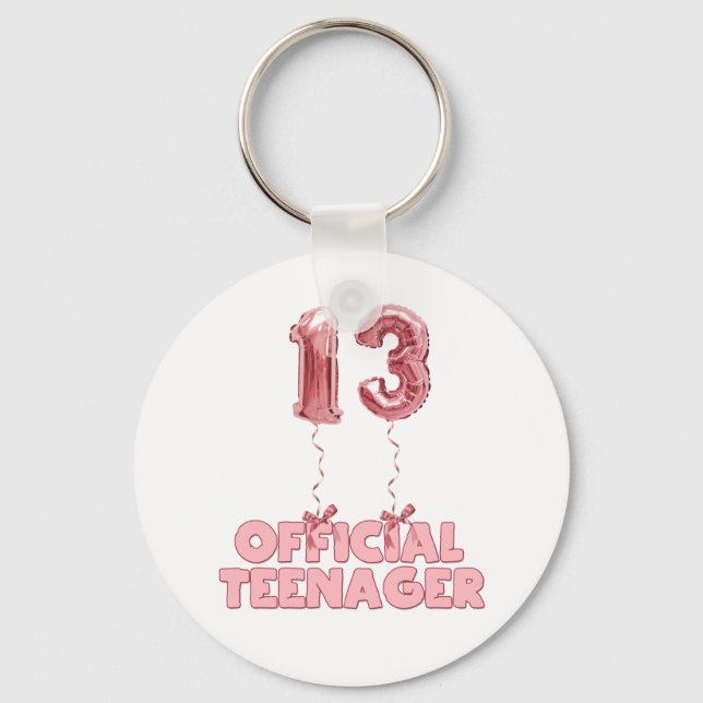 13th Birthday Official Teenager Foil Balloons  Keychain (Front)