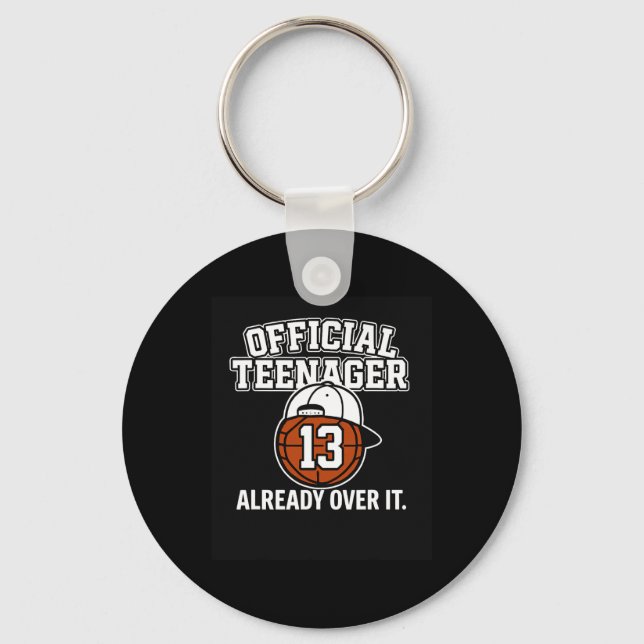 13th Birthday Official Teenager Funny Teen Sketll  Keychain (Front)