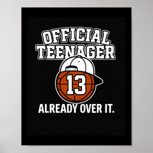 13th Birthday Official Teenager Funny Teen Sketll Poster