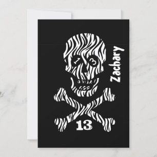 13th Birthday or Any Year Skull and Crossbones Z13 Invitation