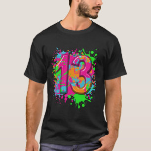 13th Birthday Paint Splashes T shirt kids Girls Bo