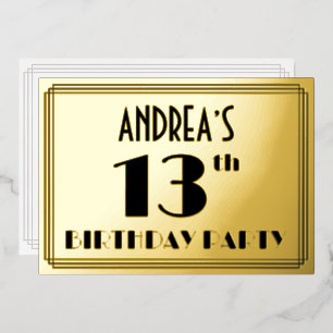 13th Birthday Party — Art Deco Look “13” + Name
