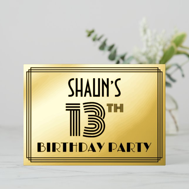 13th Birthday Party — Art Deco Style “13” & Name (Standing Front)