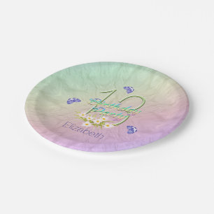 13th Birthday Party Butterflies and Wildflowers Paper Plate