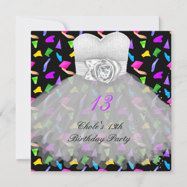 13th Birthday Party Girls 13 Teen Invitation (Front)